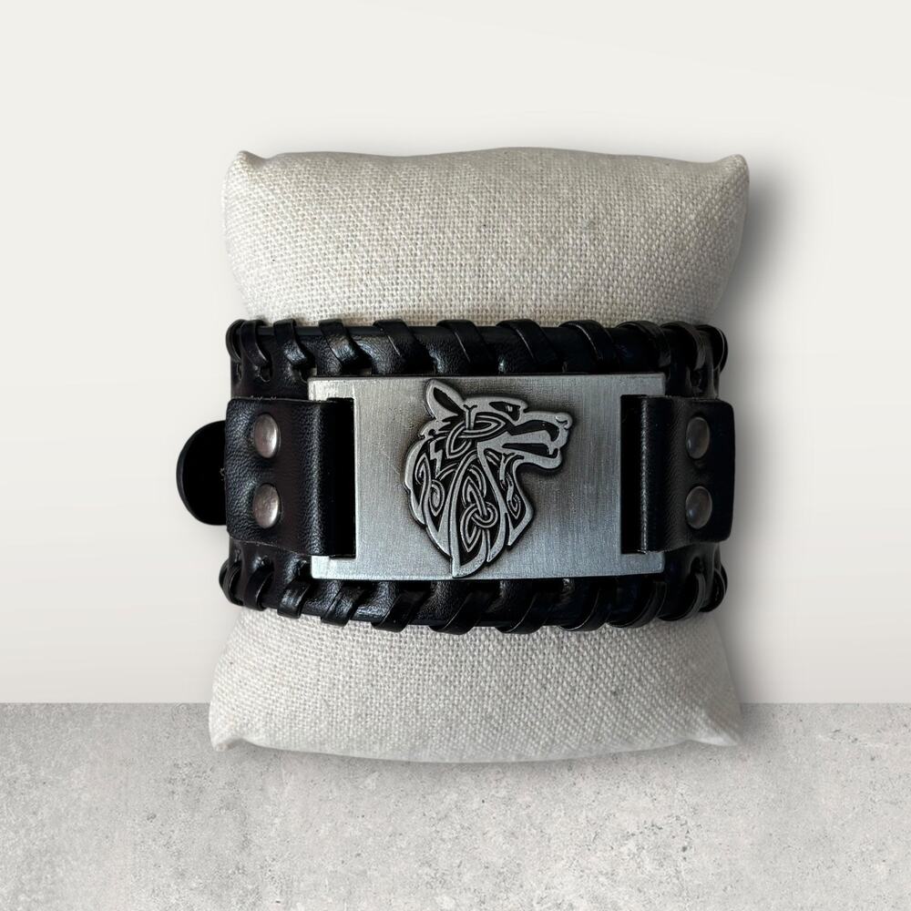 Men Leather Black Bracelet